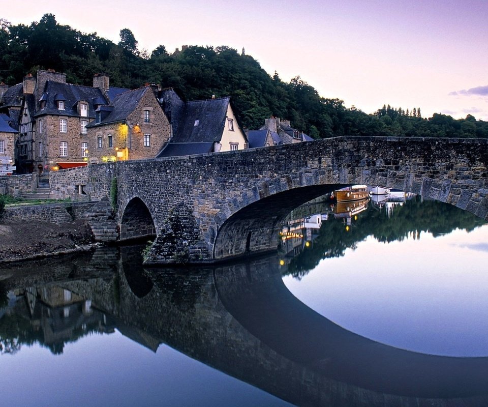 Обои река, отражение, мост, домики, франция, river, reflection, bridge, houses, france разрешение 1920x1200 Загрузить