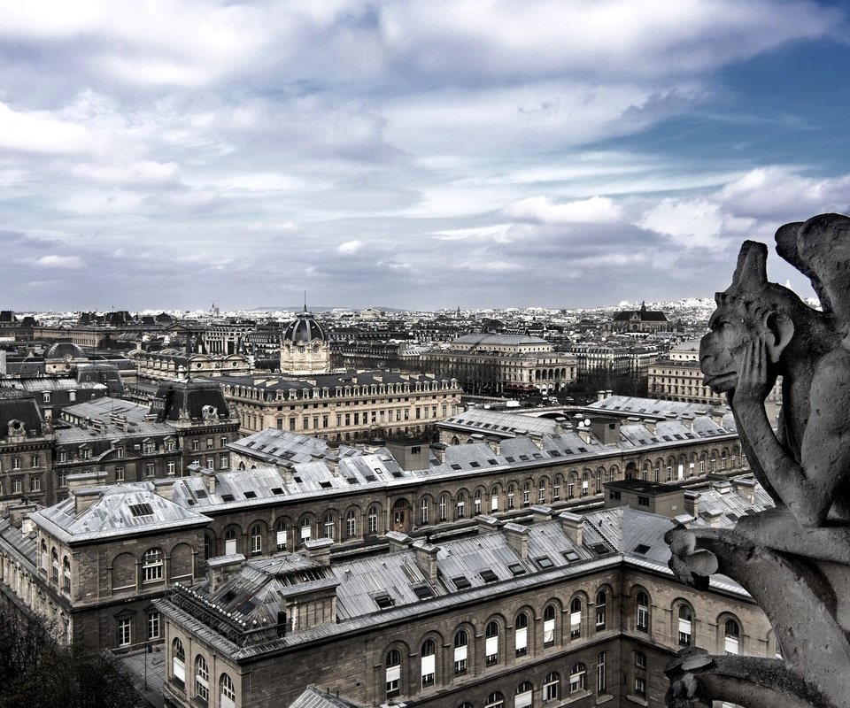 Обои гаргулья, париж, gargoyle, paris разрешение 2560x1600 Загрузить