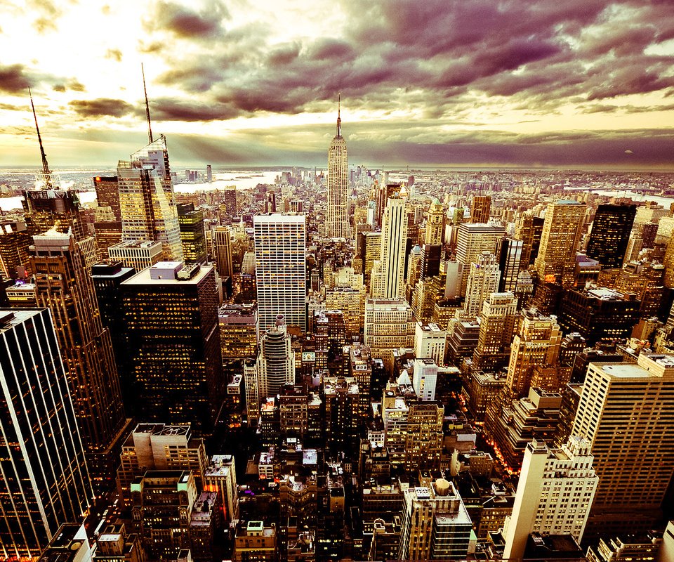 Обои небо, вечер, тучи, город, сша, нью-йорк, the sky, the evening, clouds, the city, usa, new york разрешение 1920x1200 Загрузить