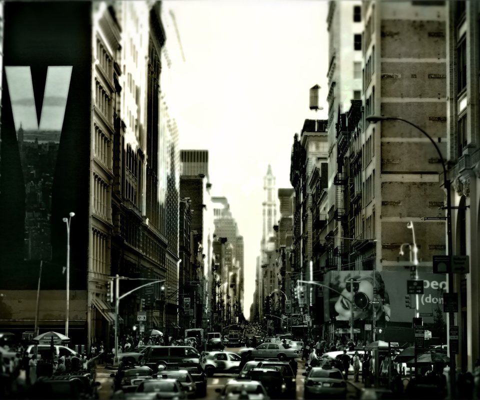 Обои чёрно-белое, улица, нью-йорк, black and white, street, new york разрешение 1920x1200 Загрузить