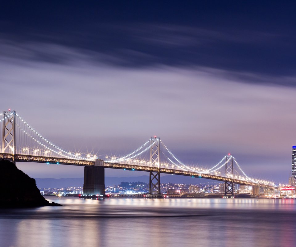 Обои ночь, мост, сан-франциско, калифорния, night, bridge, san francisco, ca разрешение 2560x1600 Загрузить