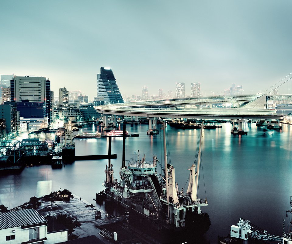 Обои япония, токио, радужный мост, japan, tokyo, rainbow bridge разрешение 2560x1536 Загрузить