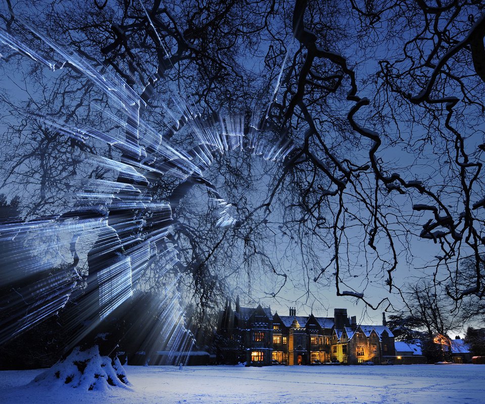 Обои снег, зима, дома, англия, бибери, snow, winter, home, england, bibury разрешение 2254x1500 Загрузить