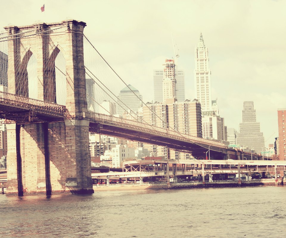 Обои нью-йорк, бруклинский мост, new york, brooklyn bridge разрешение 1920x1280 Загрузить