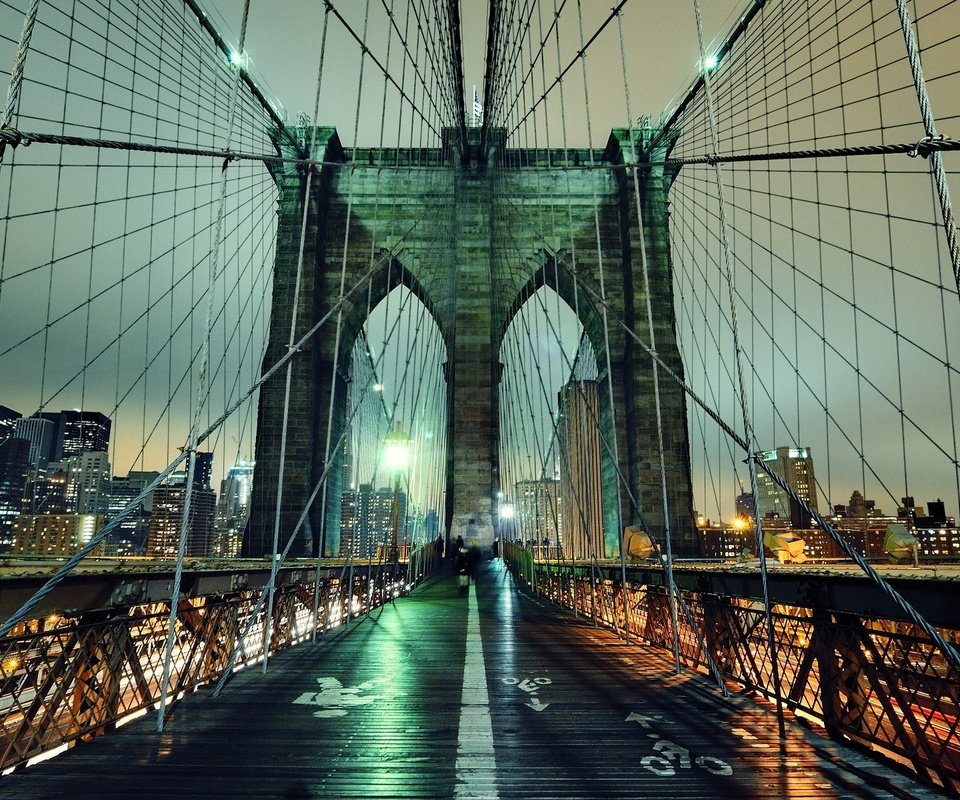 Обои ночь, огни, мост, нью-йорк, night, lights, bridge, new york разрешение 1920x1200 Загрузить