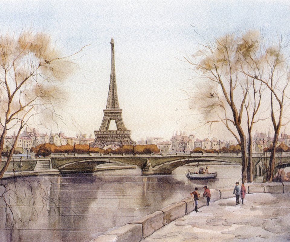 Обои река, париж, набережная, франция, эйфелева башня, сена, river, paris, promenade, france, eiffel tower, hay разрешение 1920x1200 Загрузить