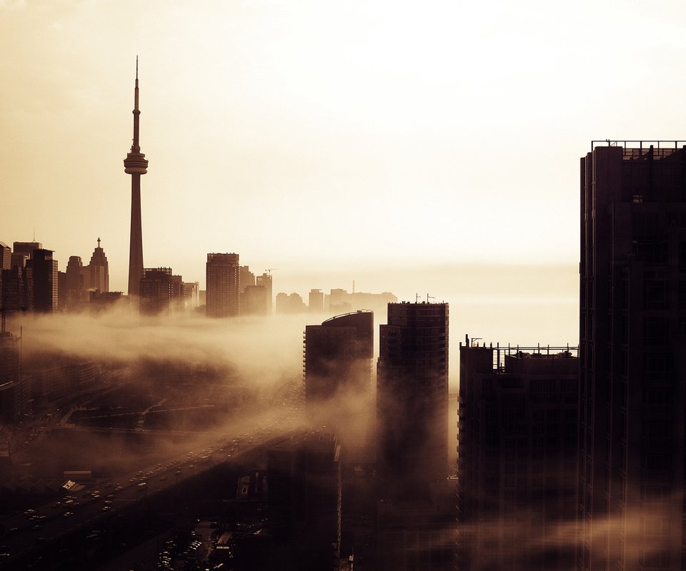 Обои утро, туман, здания, morning, fog, building разрешение 1920x1080 Загрузить
