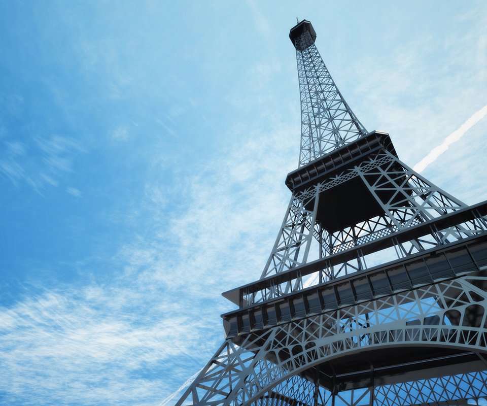 Обои небо, облака, париж, франция, эйфелева башня, the sky, clouds, paris, france, eiffel tower разрешение 1920x1080 Загрузить