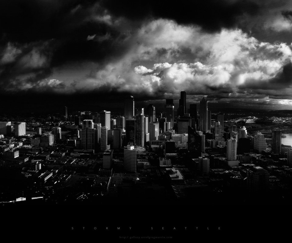 Обои небо, облака, чёрно-белое, небоскребы, the sky, clouds, black and white, skyscrapers разрешение 1920x1080 Загрузить