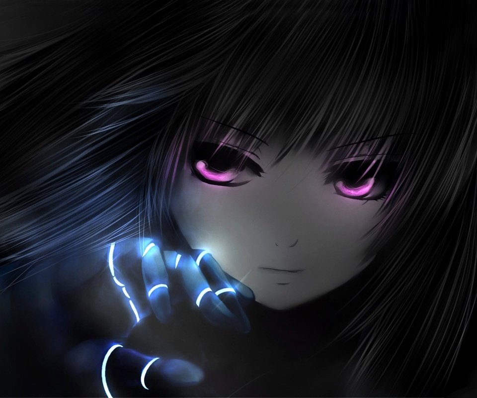 Обои девушка, черный фон, фиолетовые глаза, girl, black background, violet eyes разрешение 2560x1600 Загрузить