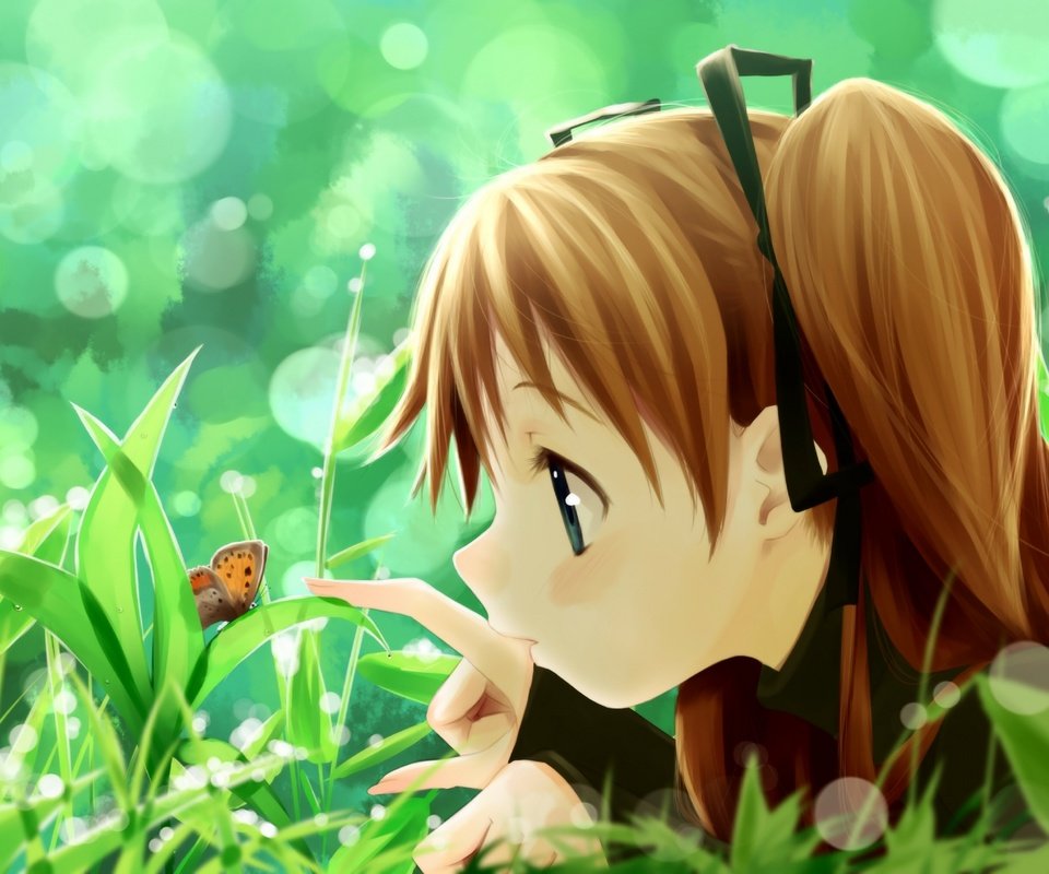 Обои трава, лето, бабочка, аниме, девочка, grass, summer, butterfly, anime, girl разрешение 2000x1412 Загрузить