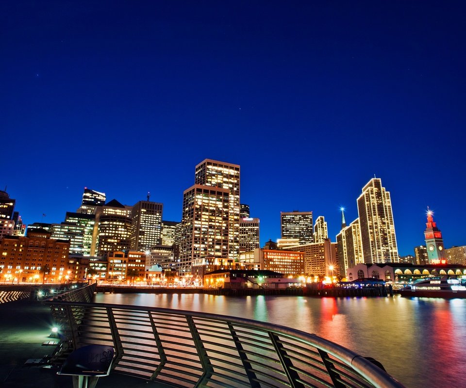 Обои огни, мост, ночной город, сша, сан-франциско, калифорния, lights, bridge, night city, usa, san francisco, ca разрешение 2560x1440 Загрузить