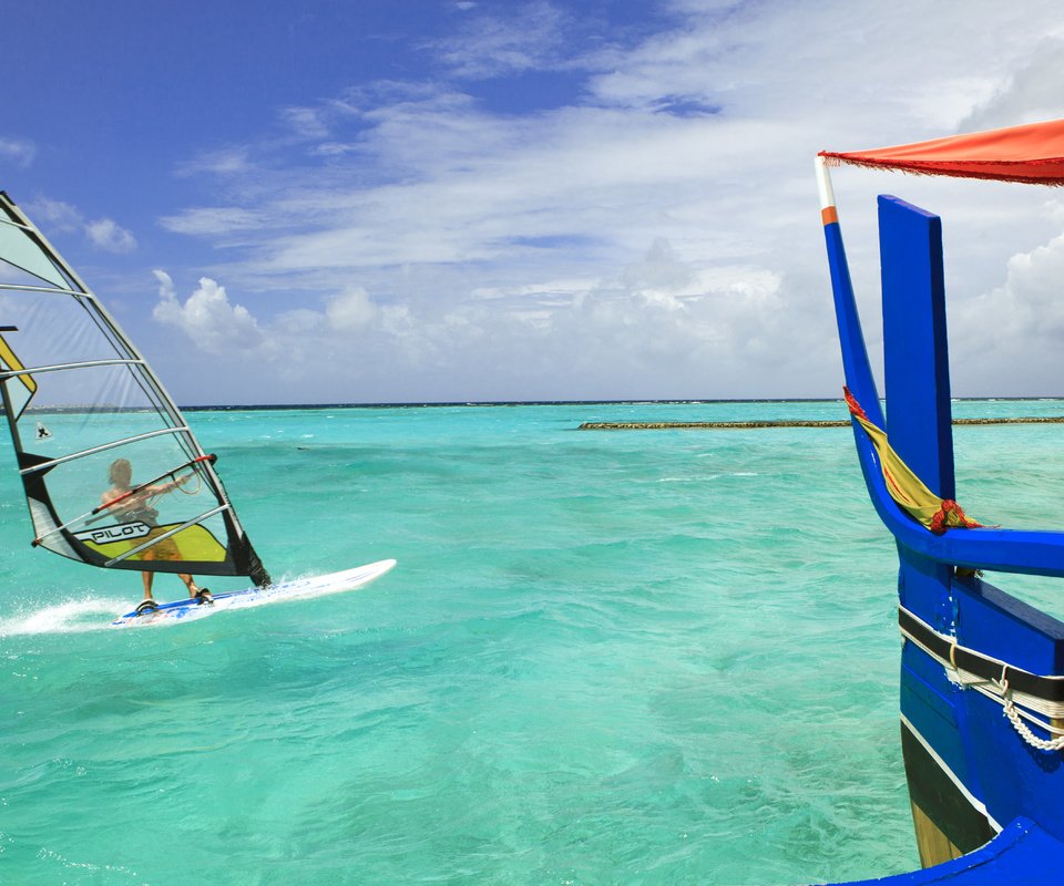 Обои тропики, мальдивы, виндсёрфинг, tropics, the maldives, windsurfing разрешение 5265x3510 Загрузить