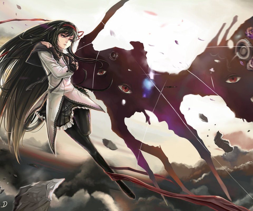 Обои девушка, mahou shoujo madoka magika, akemi homura, girl разрешение 5519x4007 Загрузить