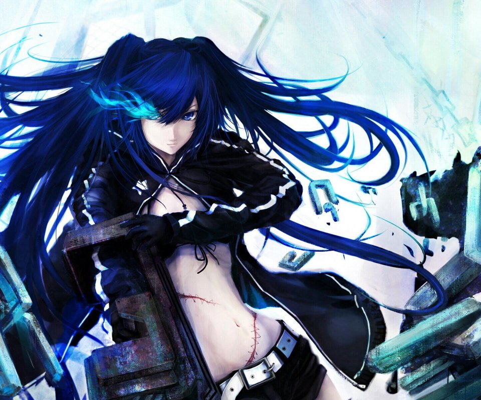 Обои девушка, аниме, black rock shooter, oruzhie, girl, anime разрешение 1920x1440 Загрузить