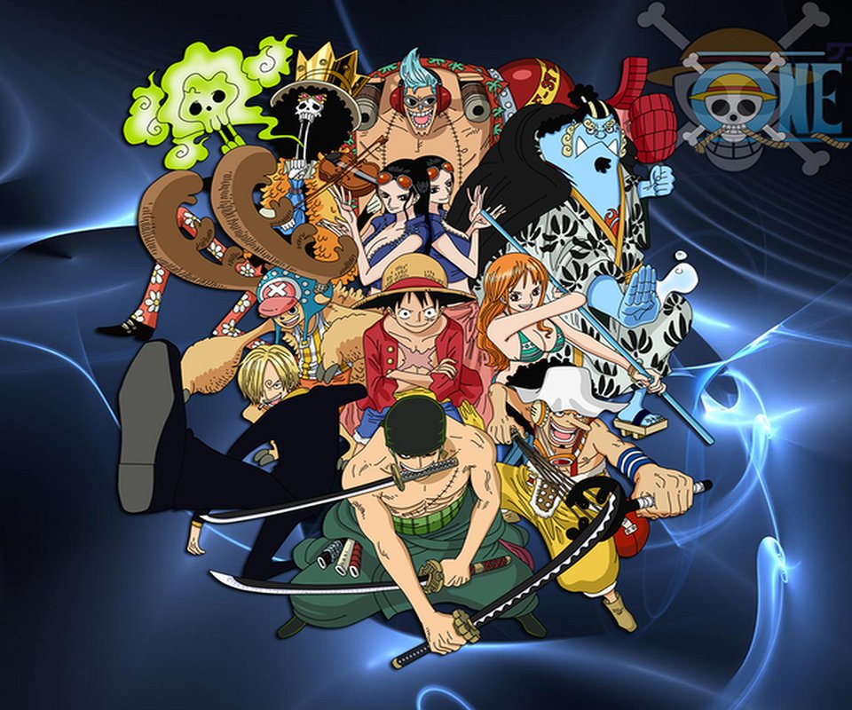 Обои one piece, piraty, luffi i komanda разрешение 1920x1080 Загрузить