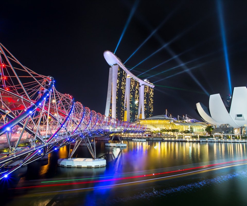 Обои ночь, огни, мост, отель, сингапур, marina bay sands, night, lights, bridge, the hotel, singapore разрешение 2048x1369 Загрузить