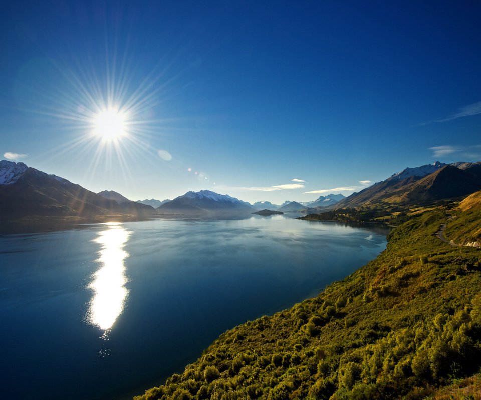 Обои озеро, горы, новая зеландия, lake, mountains, new zealand разрешение 1920x1080 Загрузить