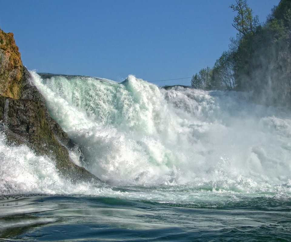 Обои швейцария, поток, рейнский водопад, switzerland, stream, the rhine falls разрешение 1920x1080 Загрузить