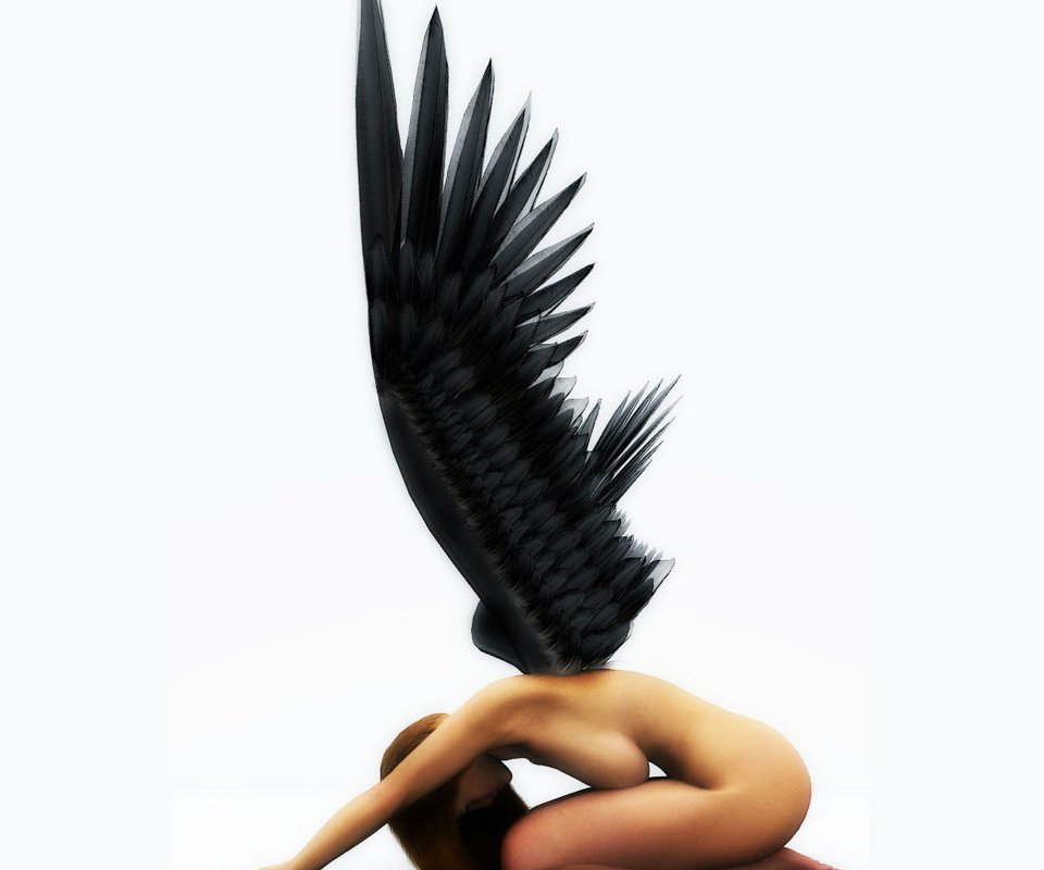 Обои крылья, графика, рендеринг, ангел, падший, чёрные, 3д, wings, graphics, rendering, angel, fallen, black, 3d разрешение 1920x1080 Загрузить