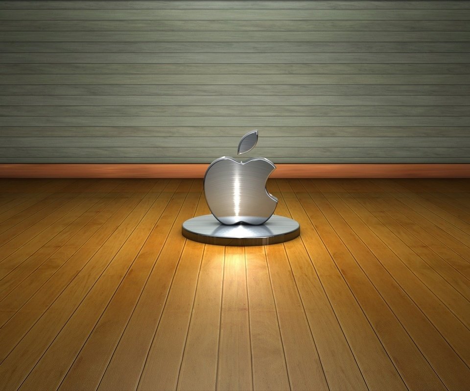 Обои дерево, стена, пол, лого, метал, hi-tech, эппл, tree, wall, floor, logo, metal, apple разрешение 1920x1200 Загрузить