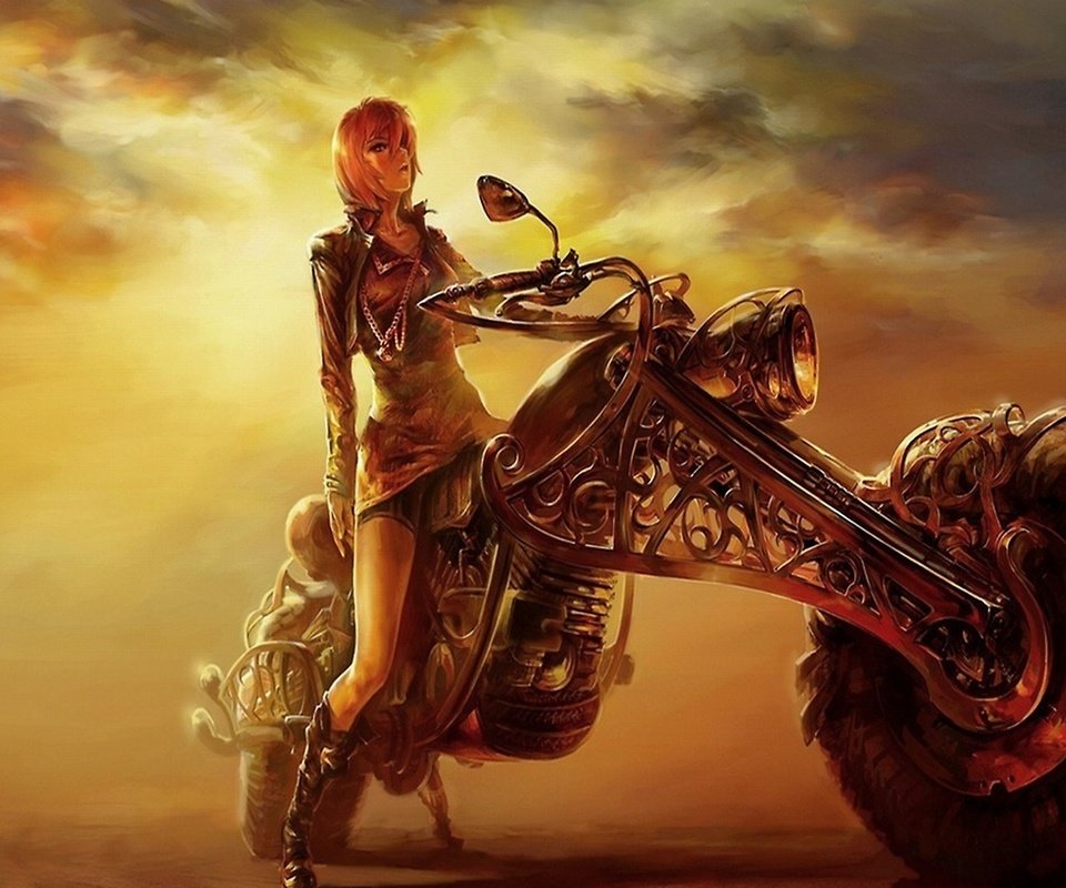 Обои девушка на мотоцикле, the girl on a motorcycle разрешение 2560x1440 Загрузить