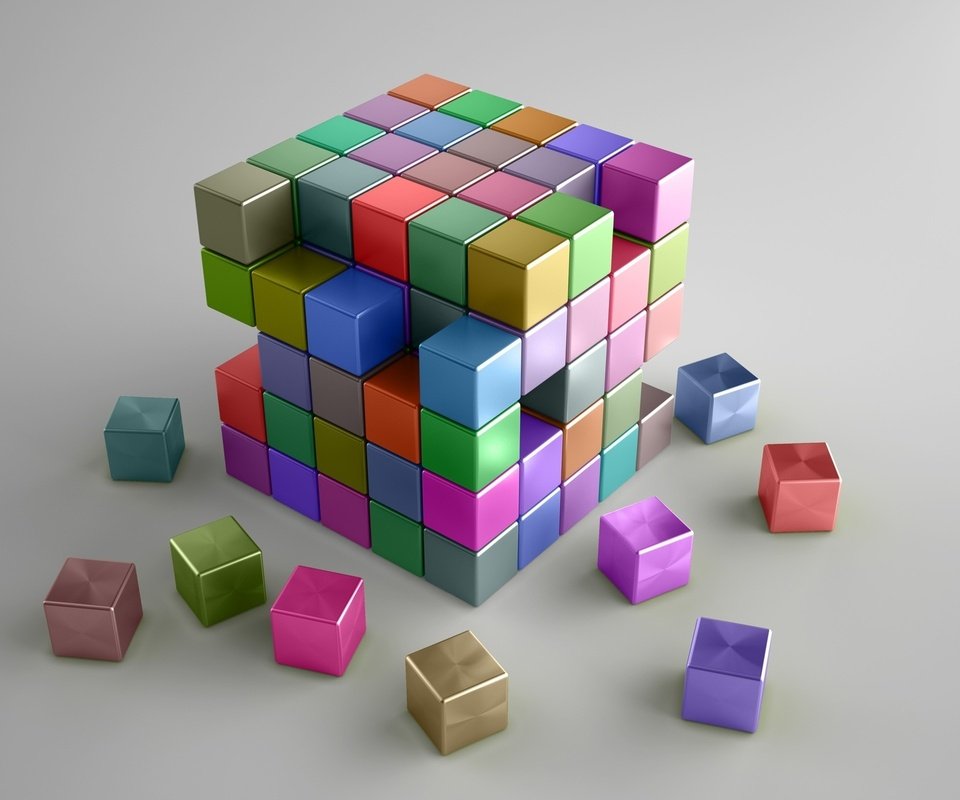 Обои разноцветные, кубики, квадраты, cg, 3д, colorful, cubes, squares, 3d разрешение 2560x1600 Загрузить