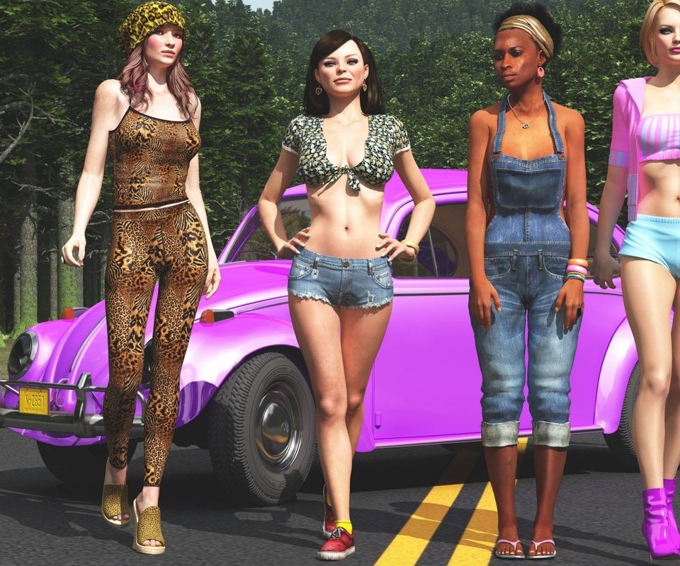 Обои девушки, модели, автомобиль, симс, люди (people), girls, model, car, sims, people (people) разрешение 1920x1080 Загрузить