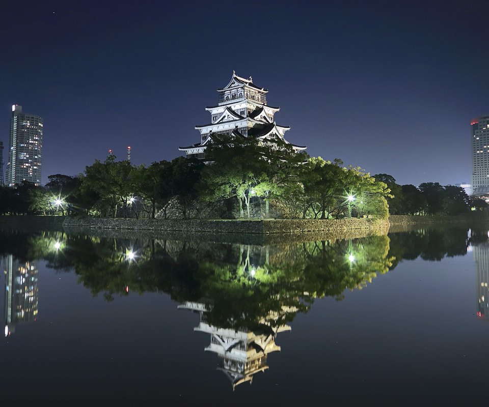 Обои замок хиросима (япония), hiroshima castle (japan) разрешение 1920x1200 Загрузить