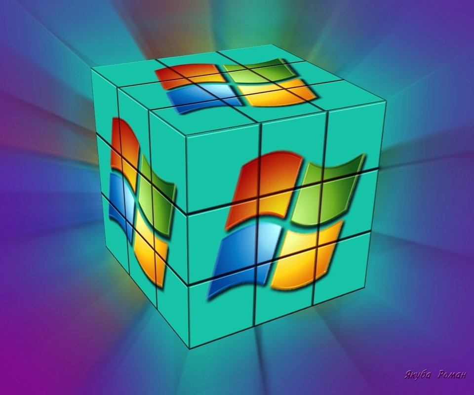 Обои windows кубик-рубика, windows cube-cube разрешение 1958x1567 Загрузить