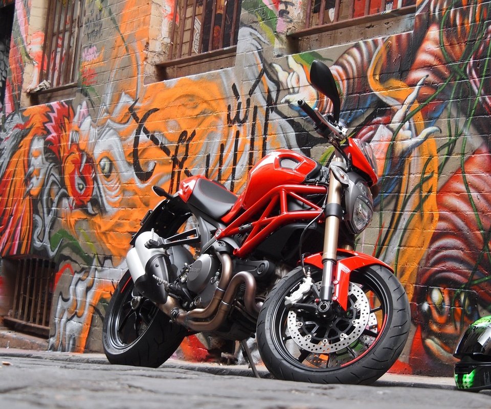 Обои стена, мотоцикл, граффити, байк, мото, motorbikes, wall, motorcycle, graffiti, bike, moto разрешение 2560x1600 Загрузить