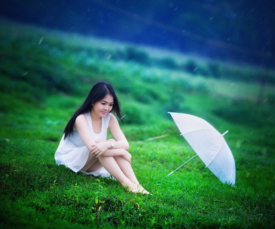 Обои трава, девушка, лето, дождь, зонт, зонтик, азиатка, grass, girl, summer, rain, umbrella, asian разрешение 1920x1200 Загрузить