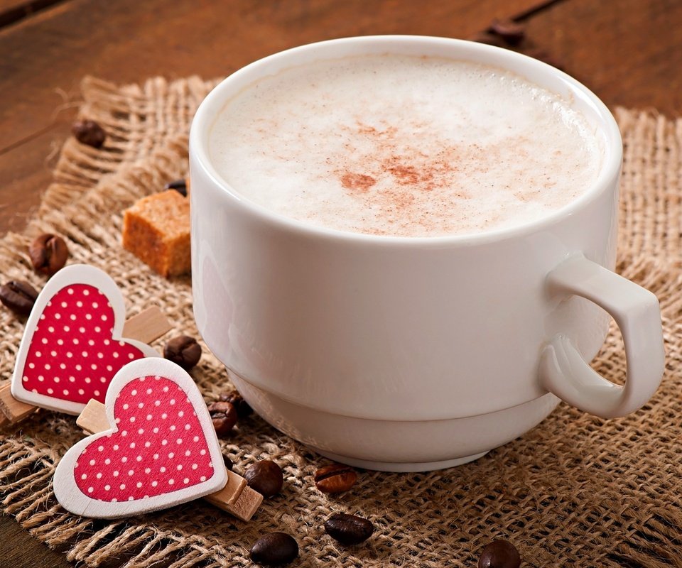 Обои кофе, чашка, молоко, сердечки, coffee, cup, milk, hearts разрешение 3470x2304 Загрузить