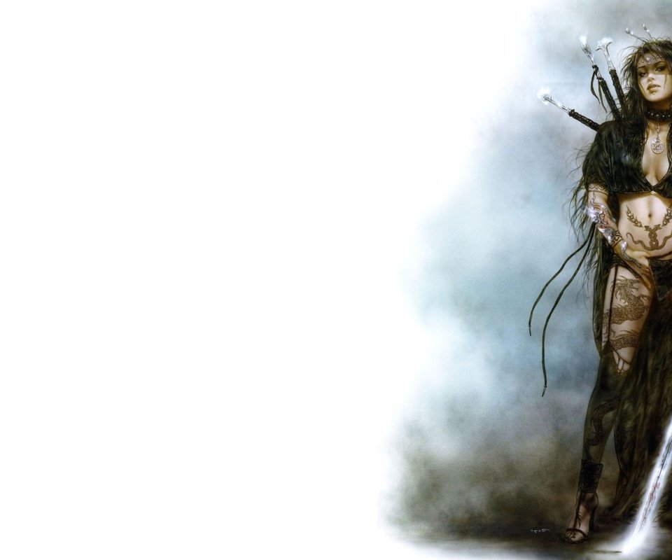 Обои девушка, меч, тату, луис ройо, girl, sword, tattoo, luis royo разрешение 1920x1200 Загрузить