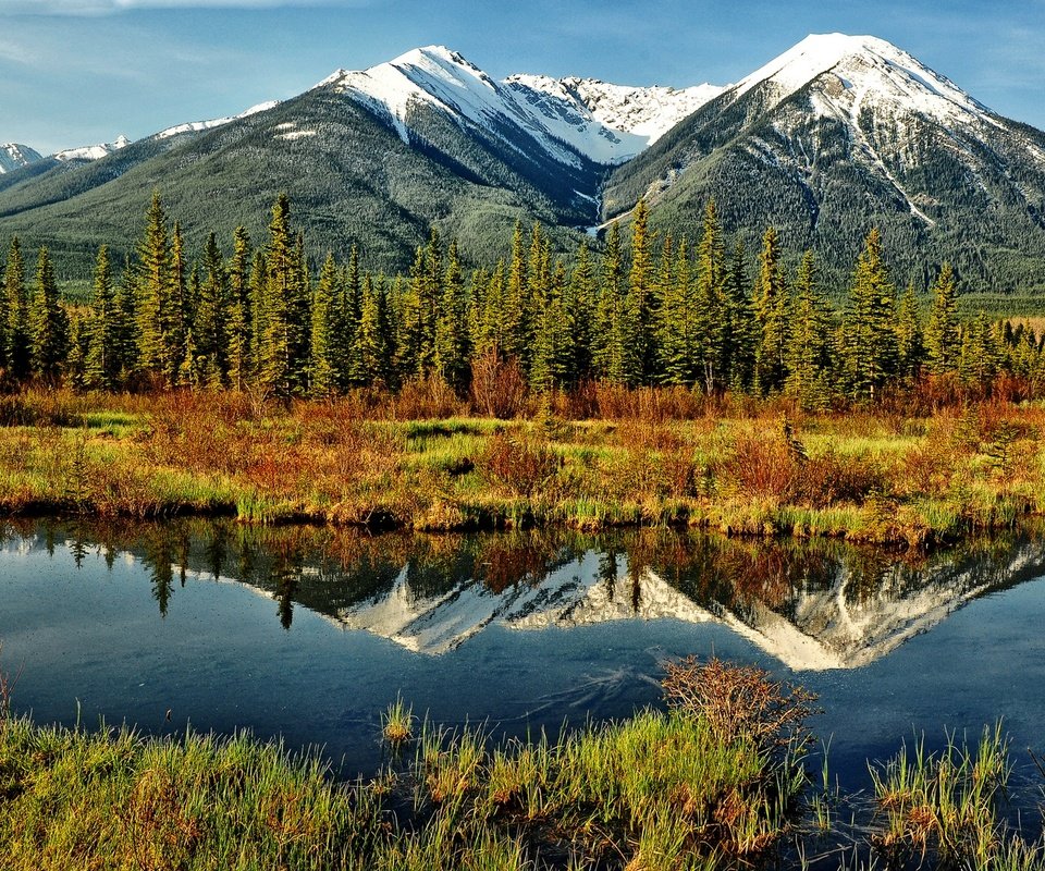 Обои вода, горы, лес, отражение, пейзаж, осень, зеркало, water, mountains, forest, reflection, landscape, autumn, mirror разрешение 1920x1200 Загрузить