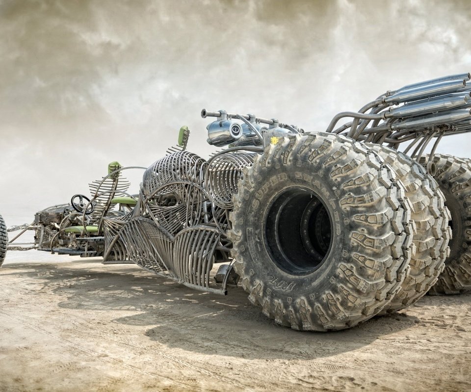 Обои колеса, пустыня, авто, деревье, каркас, безумный макс, wheel, desert, auto, f, frame, mad max разрешение 1920x1200 Загрузить