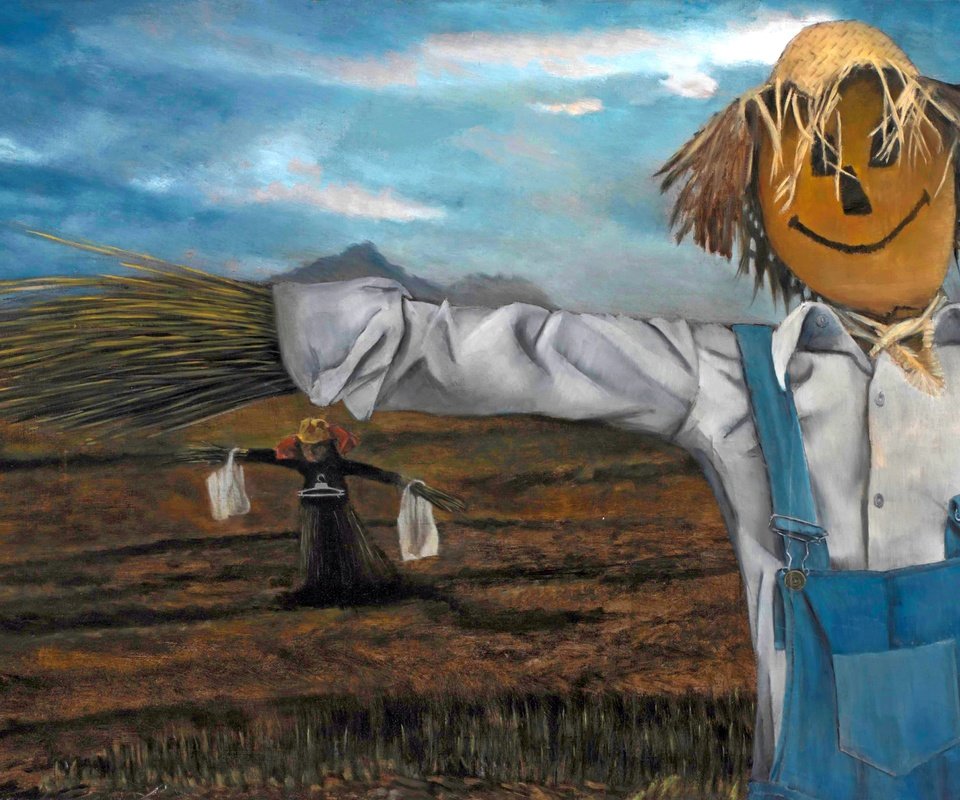 Обои картина, christer karlstad, норвежский художник, scarecrows, picture, norwegian artist разрешение 3720x2538 Загрузить