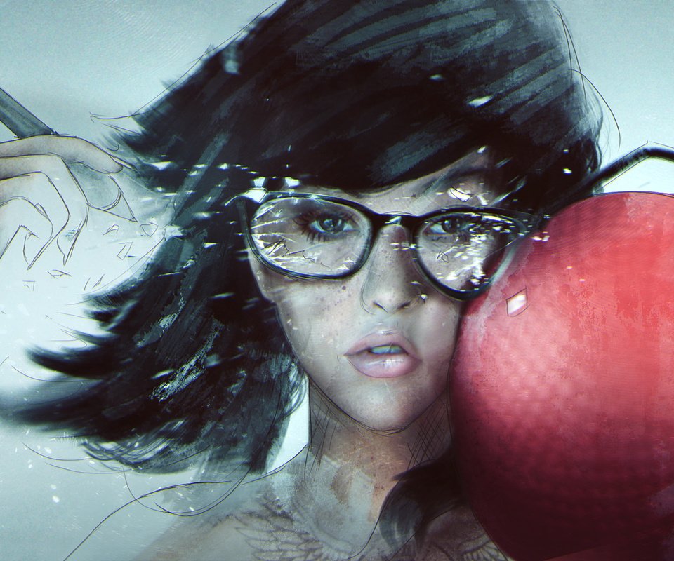 Обои арт, девушка, очки, лицо, удар, dodgeball, хипстер, art, girl, glasses, face, blow, hipster разрешение 1920x1080 Загрузить