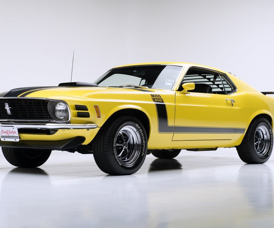 Обои 1970, ford mustang boss 302, желтый мустанг ford, yellow ford mustang разрешение 4096x2730 Загрузить