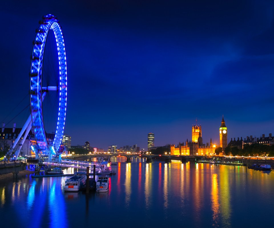 Обои ночь, фонари, огни, отражение, лондон, темза, англия, колесо, night, lights, reflection, london, thames, england, wheel разрешение 2048x1369 Загрузить