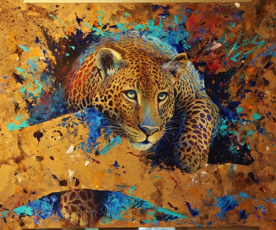 Обои арт, леопард, зверь, art, leopard, beast разрешение 3049x2123 Загрузить