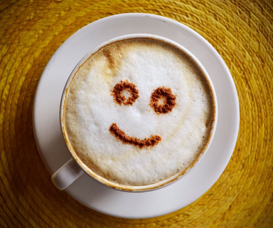 Обои улыбка, кофе, чашка, капучино, блюдца, smile, coffee, cup, cappuccino, saucers разрешение 4618x3083 Загрузить