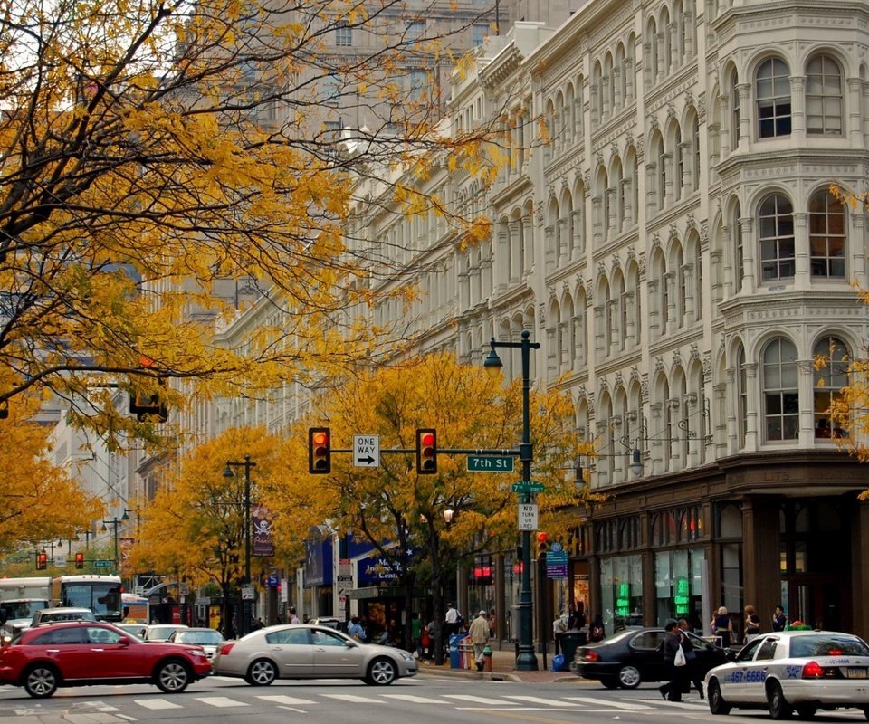 Обои город, осень, улица, the city, autumn, street разрешение 1920x1200 Загрузить