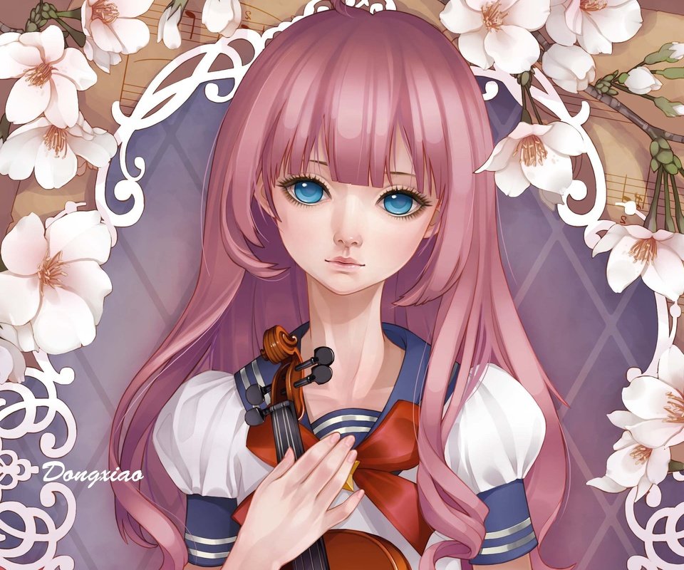 Обои арт, девушка, фон, скрипка, взгляд, dong xiao, art, girl, background, violin, look разрешение 2480x1999 Загрузить