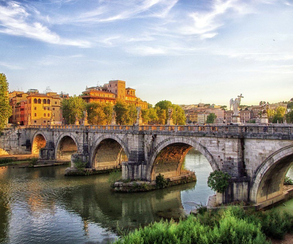 Обои река, мост, дома, италия, рим, river, bridge, home, italy, rome разрешение 2265x1500 Загрузить