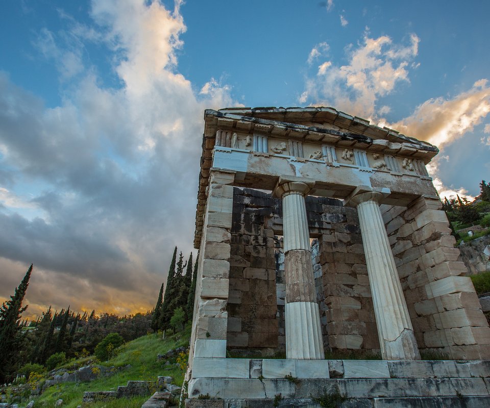 Обои храм, склон, архитектура, греция, колонны, дельфы, temple, slope, architecture, greece, columns, delphi разрешение 2048x1365 Загрузить