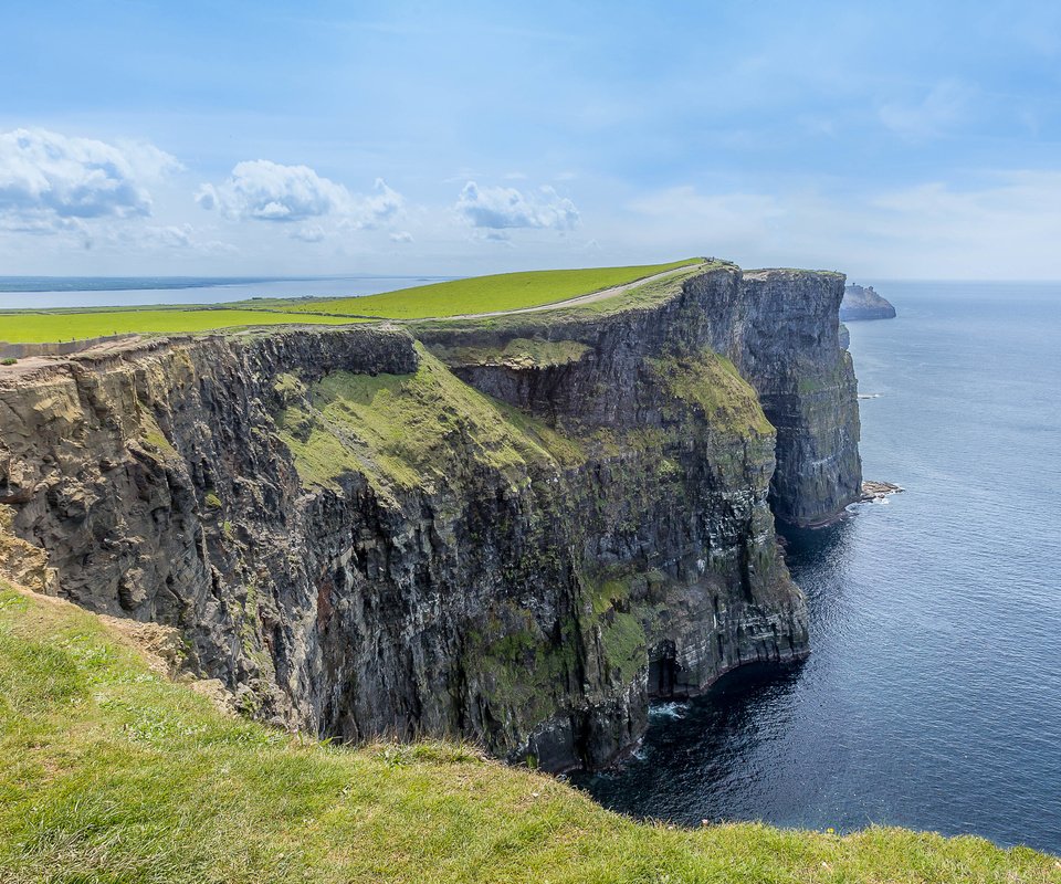 Обои скалы, океан, ирландия, killilagh, clare, графство клэр, rocks, the ocean, ireland, county clare разрешение 5084x2915 Загрузить