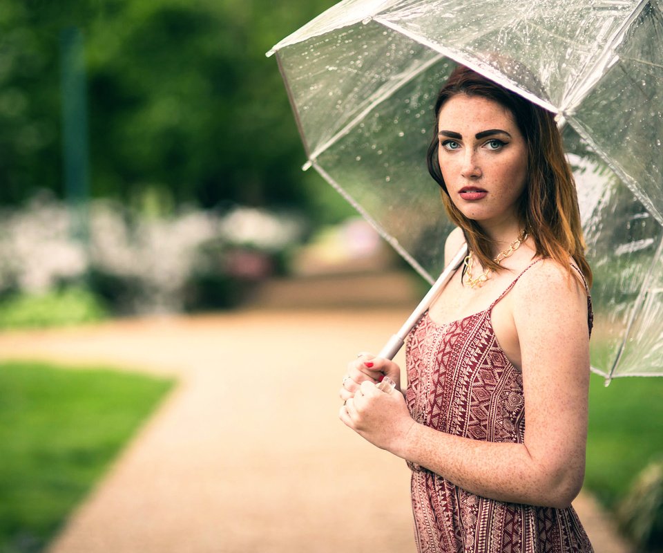 Обои девушка, лето, взгляд, модель, зонт, кети, веснушки, rainy morning, girl, summer, look, model, umbrella, katie, freckles разрешение 2000x1317 Загрузить