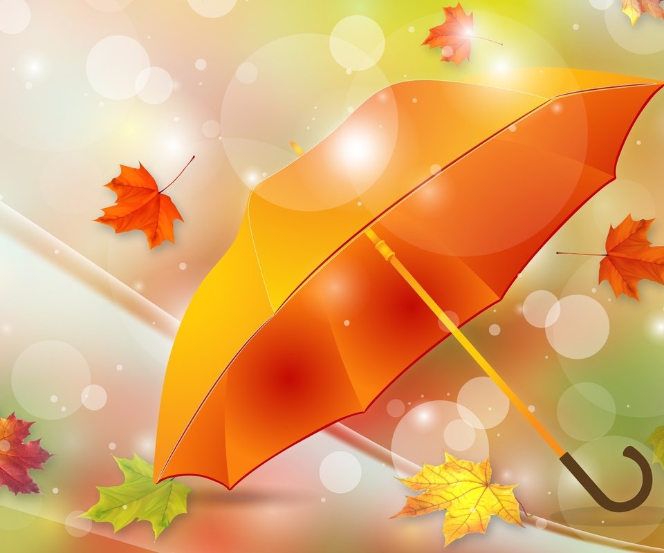 Обои листья, осень, зонтик, leaves, autumn, umbrella разрешение 3000x2063 Загрузить