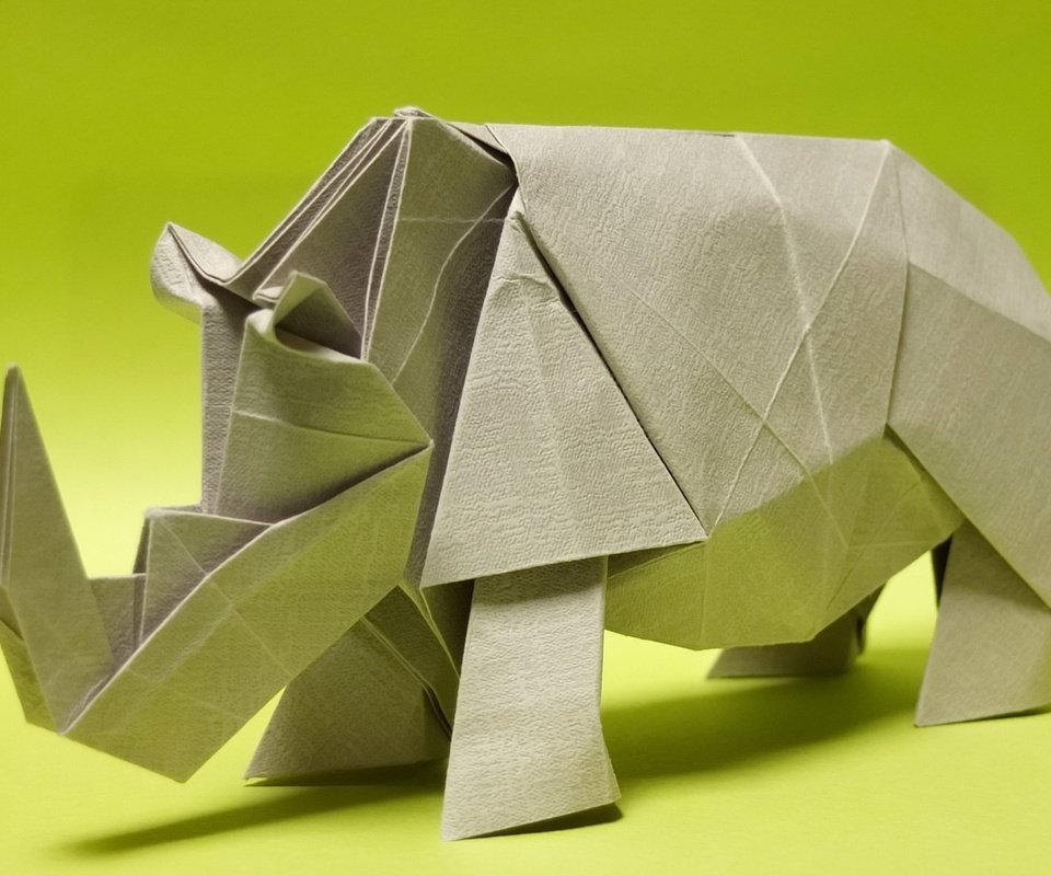 Обои бумага, оригами, носорог, paper, origami, rhino разрешение 1920x1265 Загрузить